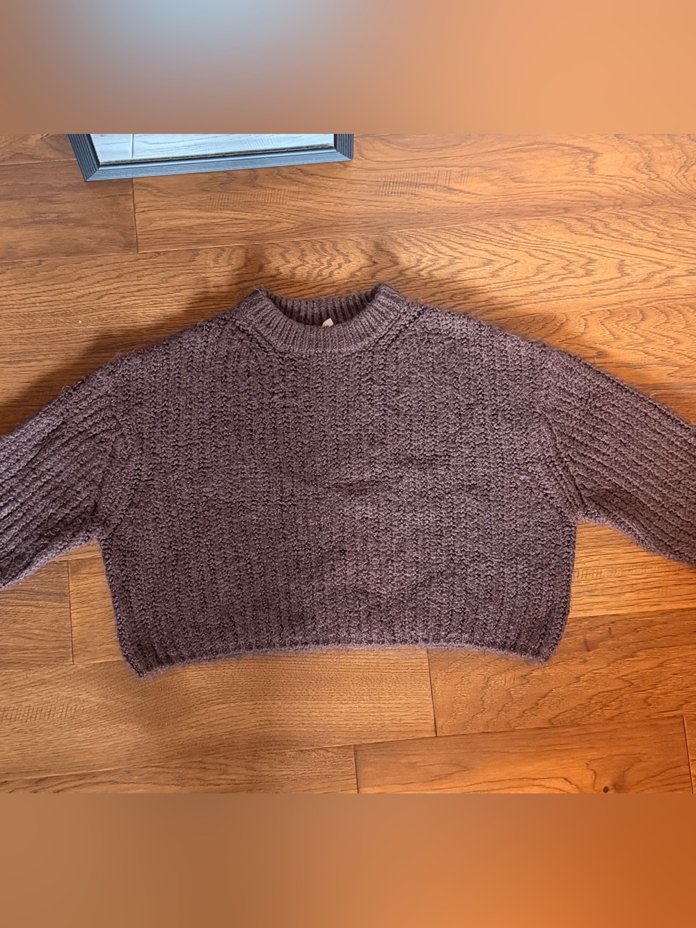 Garage Cropped Crew Sweater - Mauve Brown